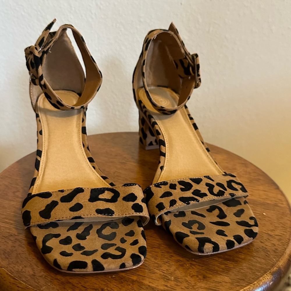UO - Leopard block heels.